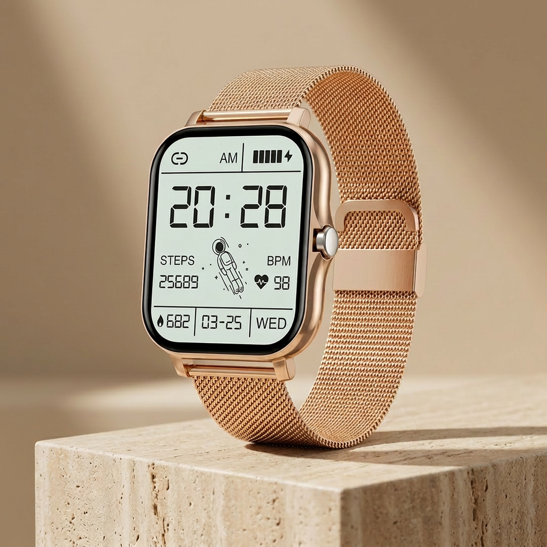 Luxury Smart Watch with Full Touchscreen, Bluetooth Calling & Stylish Metal Strap