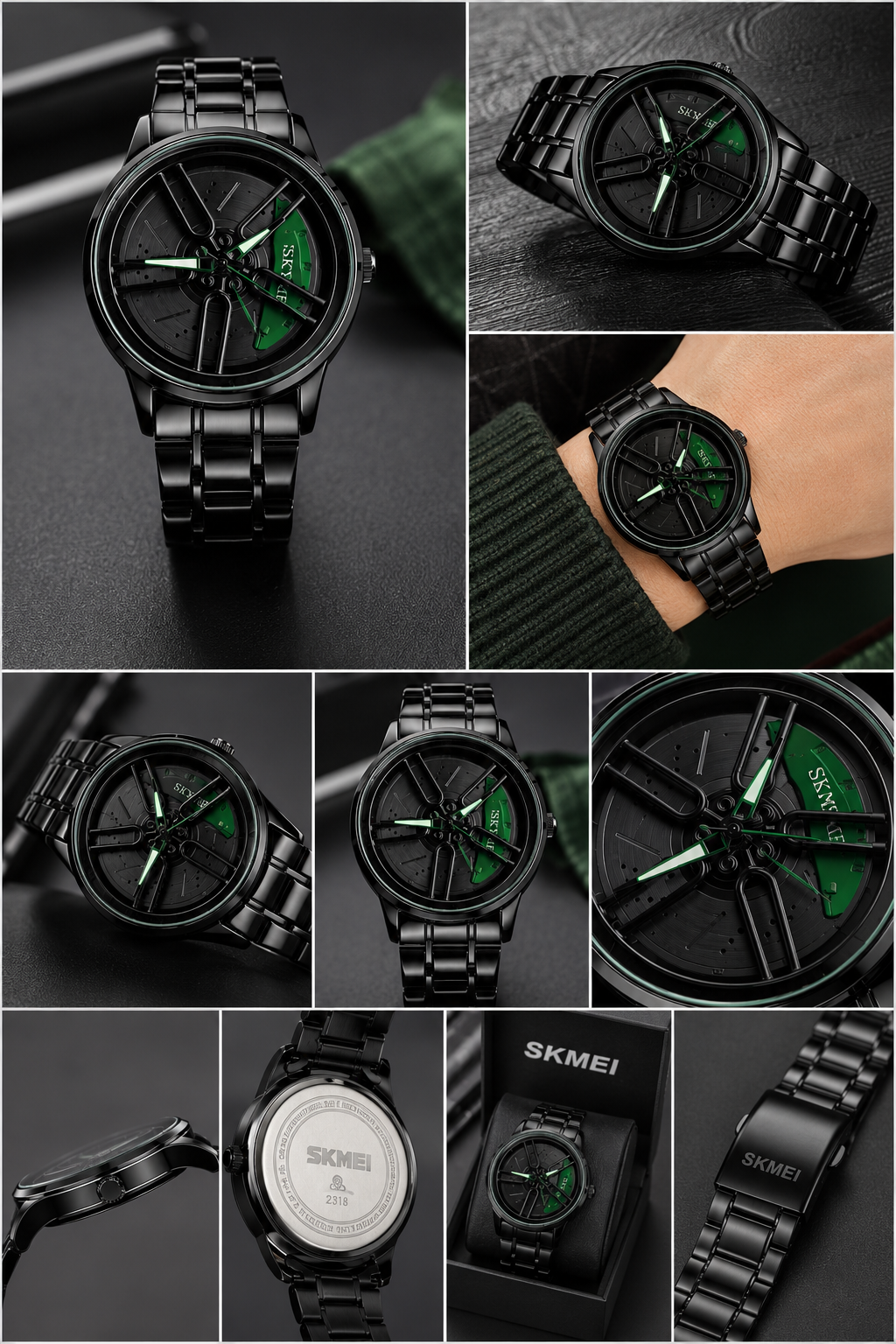 Luxury Black & Green Men’s Fashion Watch