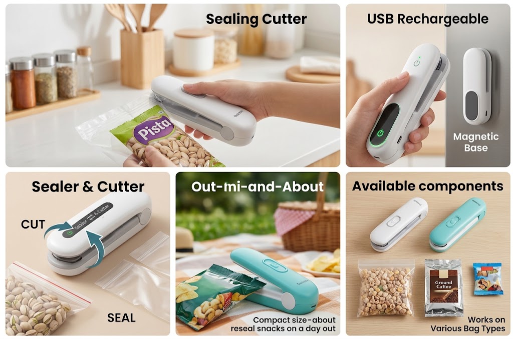 Rechargeable Mini Bag Sealing Machine – Portable Heat Sealer & Cutter